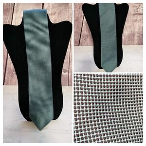 Men's Cortina Imported Silk Necktie Tie Black Blue Circle Geometric Handmade..T